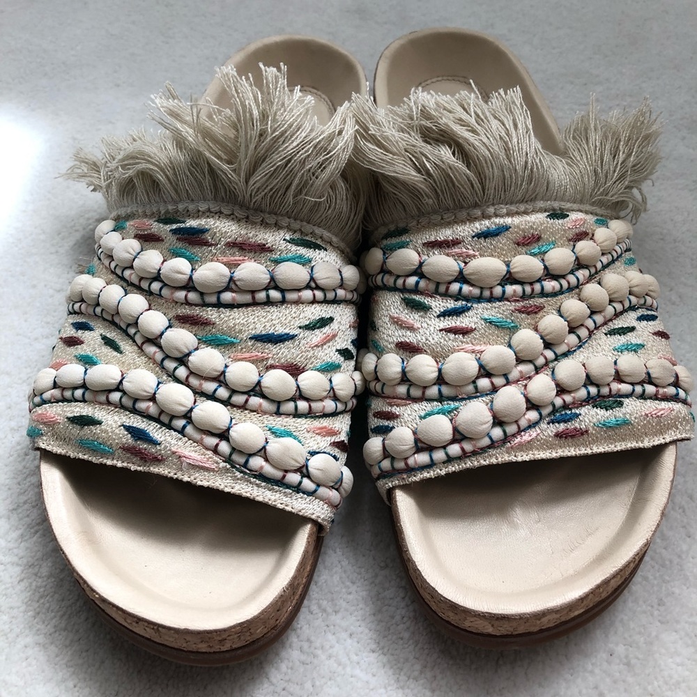 Chloe Fringe Cork Slide Sandal